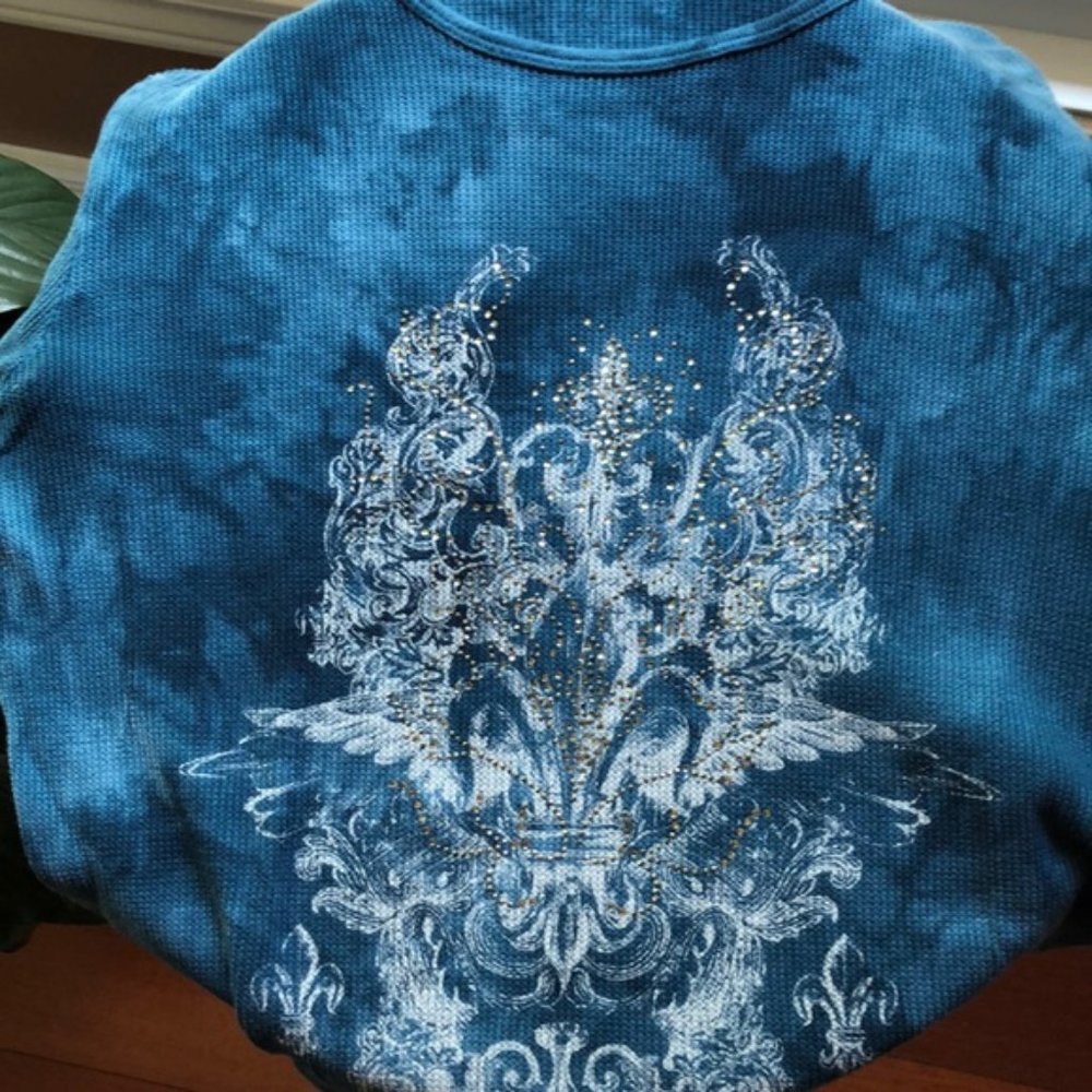 Gorgeous BLUE Sledge USA tie-dye Long-Sleeve Ribbed Shirt